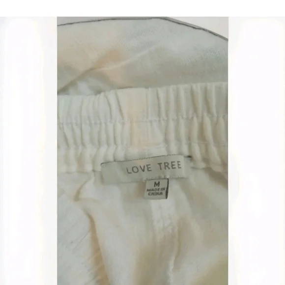 Stylish White  Linen Pants Love Tree Size Medium - Picture 10 of 10